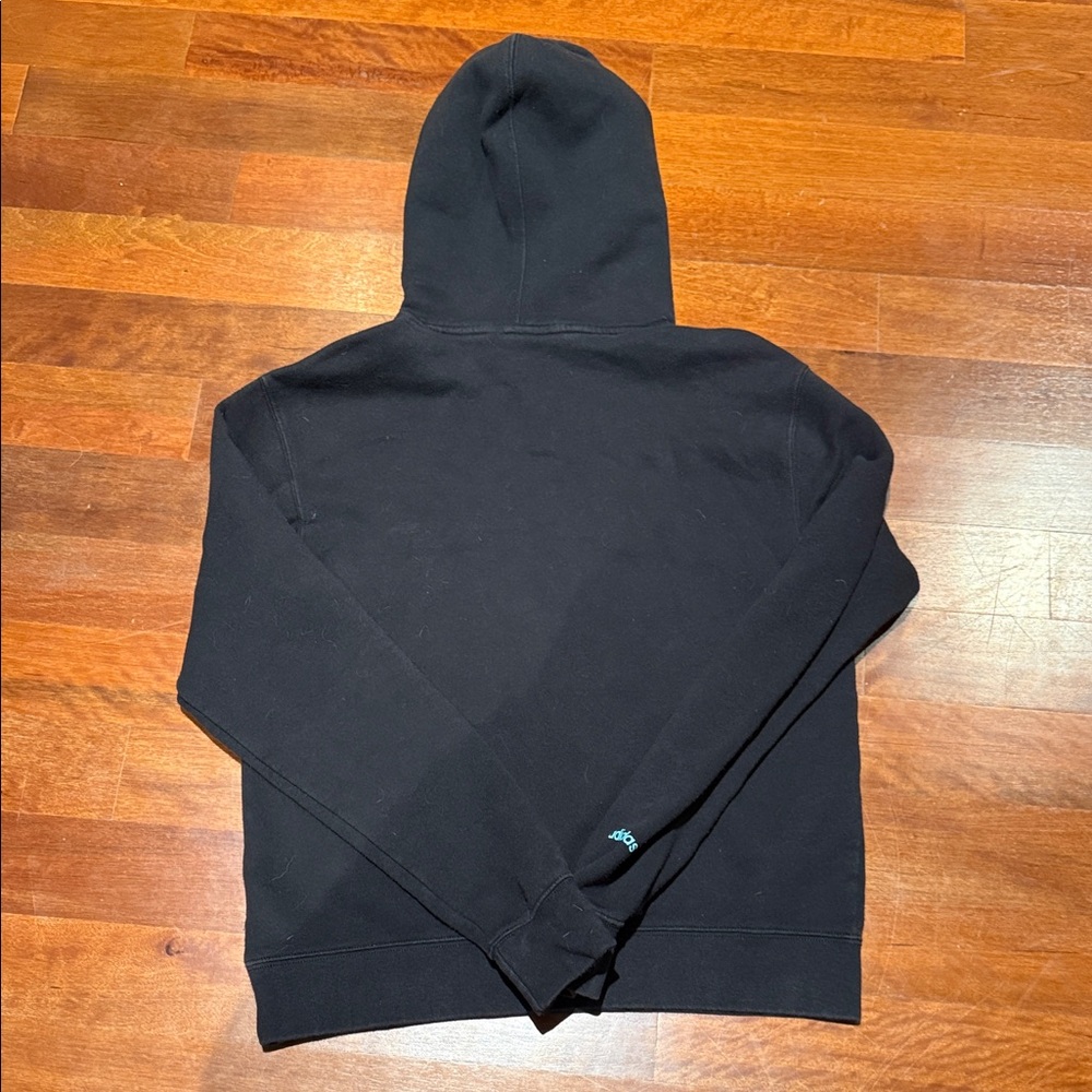 Adidas Black Hoodie with Multicolor Peace Graphic youth size s/m - Picture 2 of 5